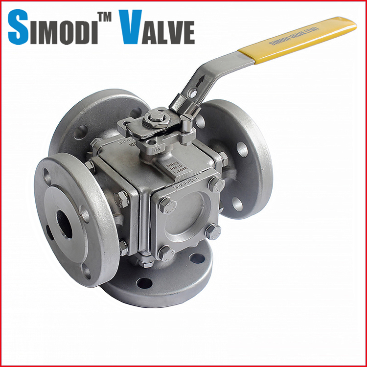 Four way flanged ball valve