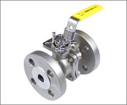 Two piece direct mounted flanged ball valve