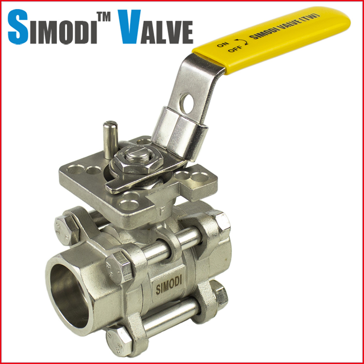 Three-piece high platform ball valve
